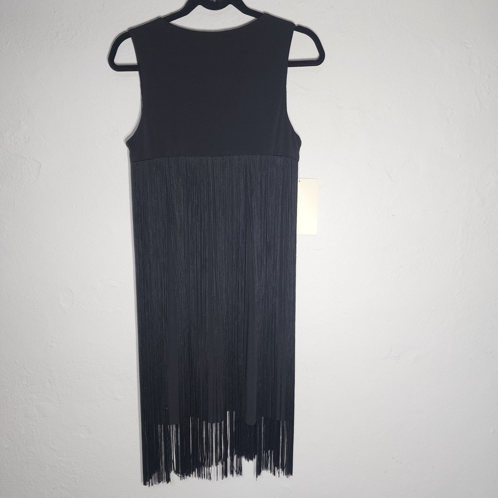 Boston Proper Swingy‎ Fringe Dress Proper Black V-Neck Sleeveless Mini 10 NEW - Picture 2 of 12